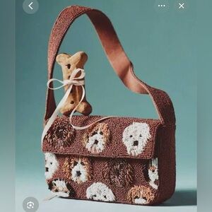 NWT Anthropologie The Fiona Beaded Bag:  Animal Edition, Multidog
